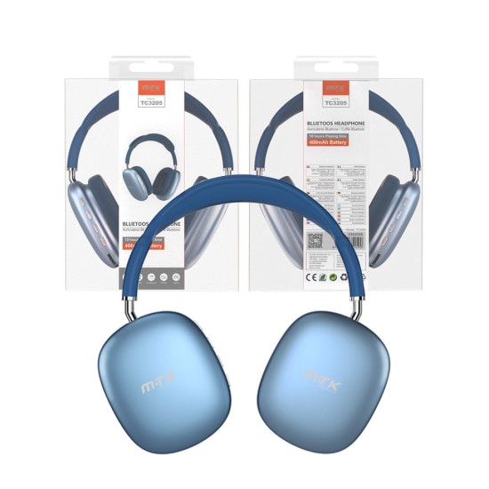 AUSCULTADORES BLUETOOTH MTK TC3205 AZ CHAMADAS MÃOS-LIVRES/MICROSD/AUX/FM RÁDIO/TF/ÁUDIO (0352055) 400MAH AZUL AUSCULTADORES BLUETOOTH MTK TC3205 AZ CHAMADAS MÃOS-LIVRES/MICROSD/AUX/FM RÁDIO/TF/ÁUDIO (0352055) 400MAH AZUL